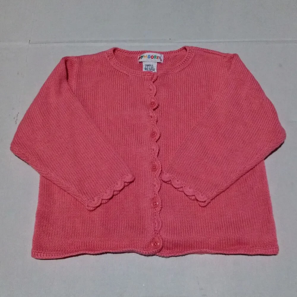 Vtg Gymboree Knit Button Front Cardigan-Size Small-Rainbow Tag-Scallops Edge-98